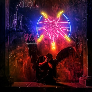 Baphomet Hand Neon Sign, Baphomet Pentagram Neon Sign, Gothic Home Decor Sign, Satan Wall Decor, Custom Neon Sign, Black Goat Neon Sign,