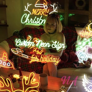 Custom Christmas Neon Sign Custom Holiday Neon Sign Christmas Led Sign Festival Holiday LED Neon Light Christmas Wall Decor Christmas Gift