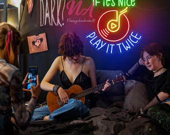 If It's Nice Play It Twice Neon Sign, Vinyl Record Sign, Music Party Neon Sign, Party Decor, Custom Neon Sign, Studio Decor, Vinyl Neon Sign
