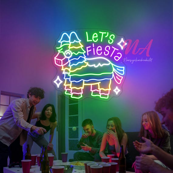 Let's Fiesta Neon Sign: Mexican Restaurant Wall Decor Australia