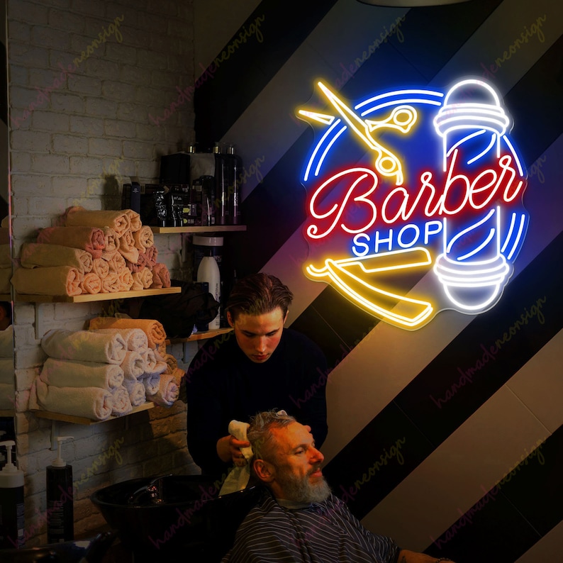 Handcrafted Barber Shop Neon Sign: Hair Salon Decor - Etsy