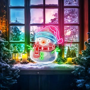 Snowman Neon Sign, Christmas Neon Lights, Home Outdoor Decor, Christmas Party Decoration, Christmas Porch Sign Yard, Outdoor Garden Light