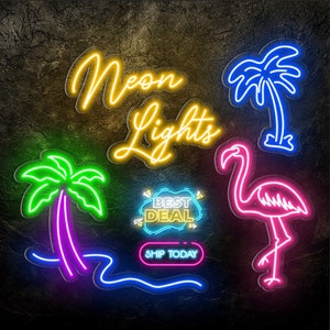 Tropical Summer Neon Good Vibes Aesthetic with Monsteras Palm and