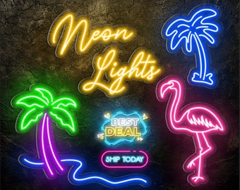 Christmas Waterproof Custom Neon Sign, Summer Vibes,Flamingo Neon,Monstera Leaf Sign, Bar Open Neon Light, Personalized Neon Sign