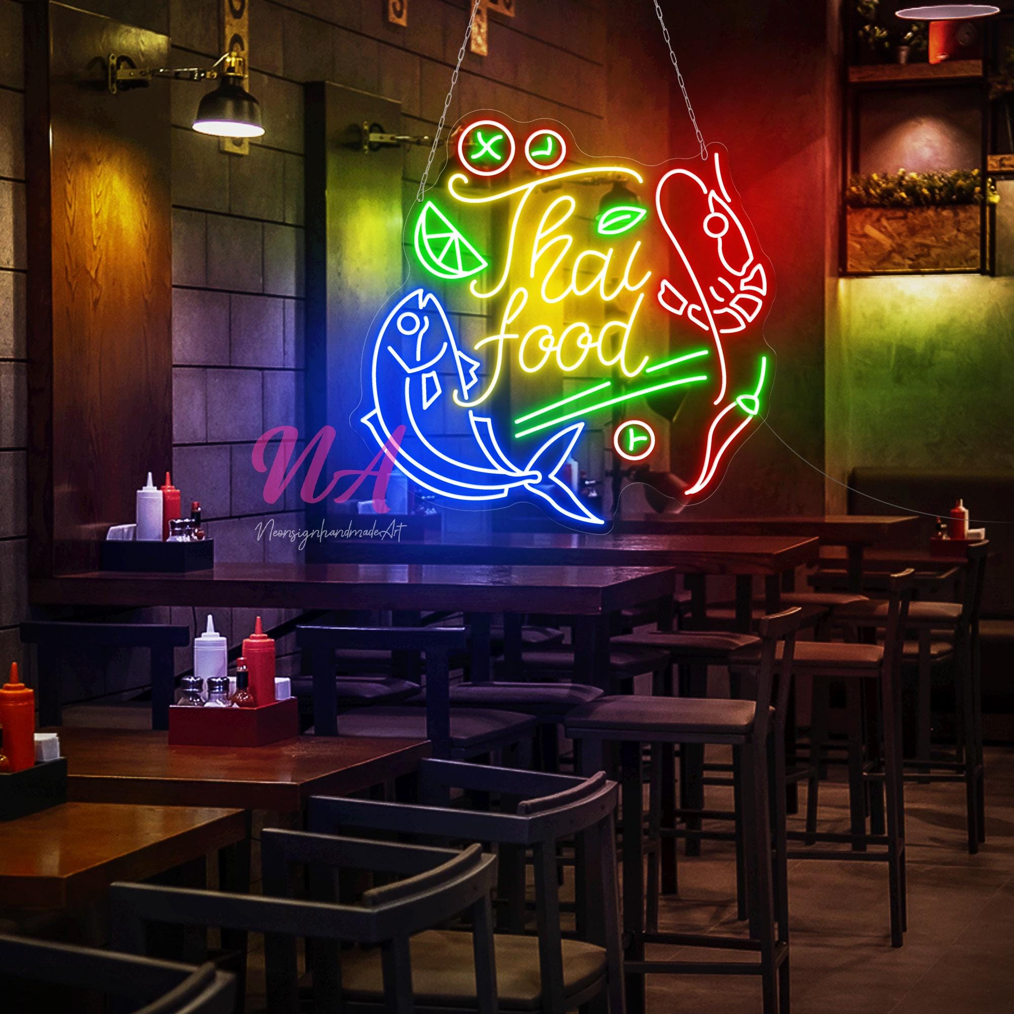 Thai Food LED Neon Sign: Restaurant Decor, Kitchen Wall Art - Etsy