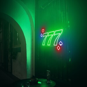 Lucky Seven 7 Number, Jackpot Casino Decor, Custom Neon Sign, Pink Light Up Sign, LED light Sign, Slot Machine Neon Bar Sign, Party Wall Decor 3