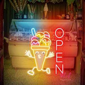 Ice Cream Open Neon Sign Ice Cream Shop LED Sign Ice Cream Custom Neon Sign For Coffee Shop Business Led logo Decor Ice Cream Decor