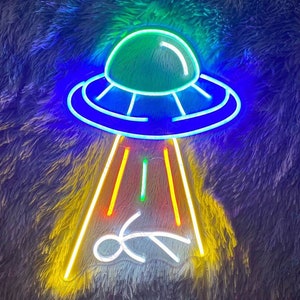 UFO Alien Neon Sign, LED Neon Light, Wall Decor LED Light, Neon Sign Bar, Bedroom Neon Sign, Custom Neon Signs, Room Decor Neon Sign