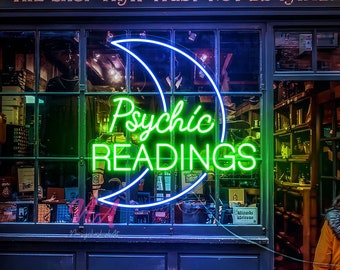 Psychic reading neon sign, psychic shop neon, tarot decor, custom neon sign, tarot reader gift, tarot psychic sign