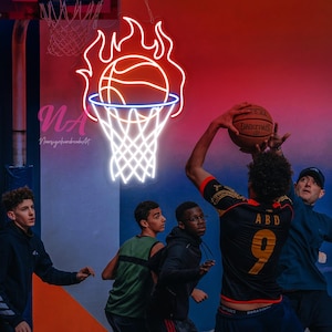 Basketball Fire Neon Sign, Basketball Decor Wall, Basketball Wall Sign, Boy Gift, Custom Neon Sign, Basketball Room Decor, Gift For Boy