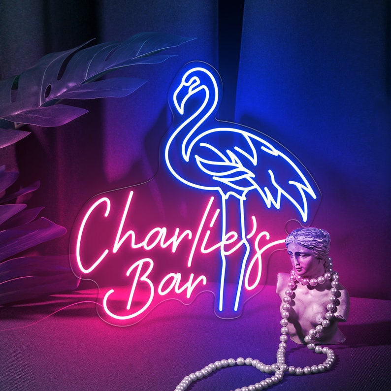 Custom Flamingo Neon Bar Sign: Personalized Mancave Decor - Etsy