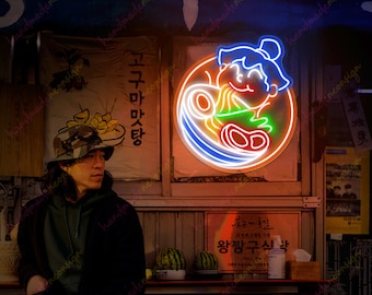 Handmade Ramen Neon Sign: Japanese Noodles, Kitchen Wall Decor