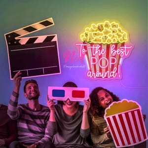 To The Best Pop Around Neon Sign, Pop LED Neon Sign, Movie Night LED Neon Light, Home Decor Custom Neon Sign, Cinema Movie Theater Neon