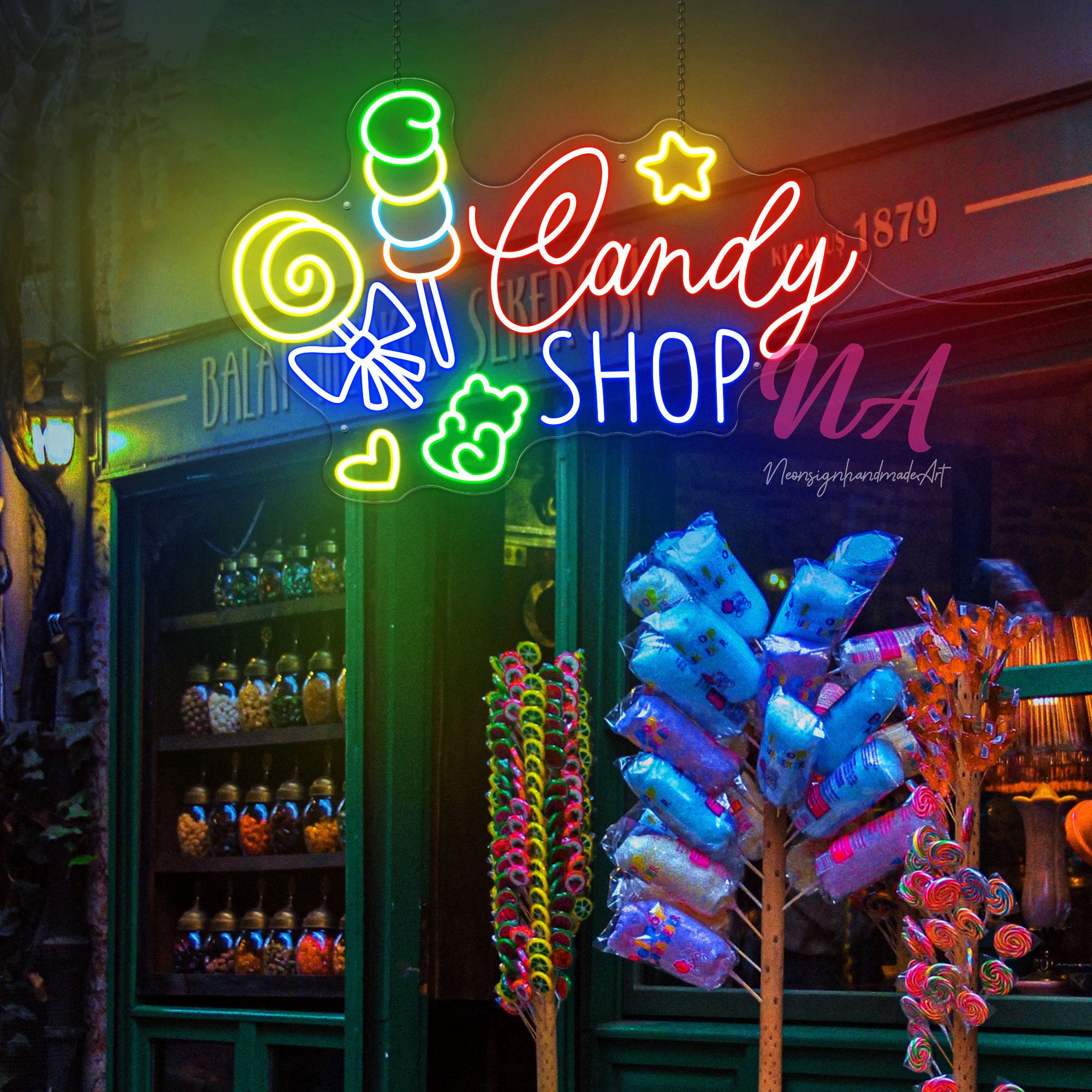 KANDYTOWN SIGN – Sign Few Colors NAIYISI Candy Neon Sign for Wall Decor Candyland Party