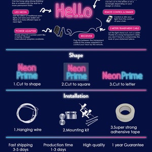 Pode incluir: Um kit de sinaliza&ccedil;&atilde;o de n&eacute;on com a palavra "Hello" em letras de n&eacute;on rosa. O kit inclui um adaptador de energia, um receptor, um cabo transparente e ferragens de montagem. O sinal pode ser cortado em forma, quadrado ou letra. O kit tamb&eacute;m inclui uma garantia de qualidade de 100%.