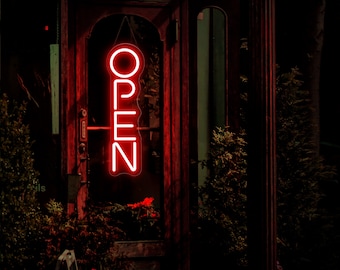 Open Neon Sign, Custom Neon Sign,Vertical Open Sign Led, Led Open Sign Business, Open Sign Led Lights, Restaurant Neon Sign, Shop Front Sign