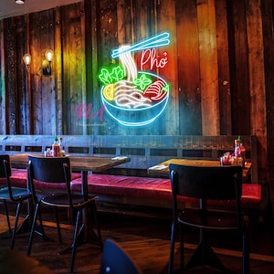 Pho Neon Sign, Pho Wall Sign, Vietnamese Food Neon Sign, Vietnamese Restaurant Decor Sign, Kitchen Decor Wall, Custom Neon Sign