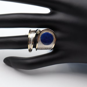 Handmade silver ring with natural Lapis Lazuli Gold Plated
