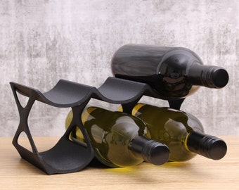 Modern Countertop Wine Rack, Edgy Large Modern Counter 6 Bottle Wine Stand, Vertical Display Wine Storage for Wine Lovers.