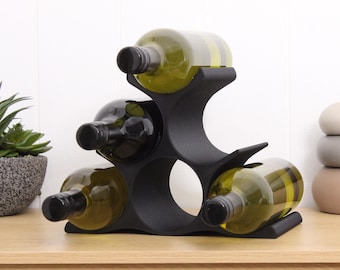 Modern Pyramid Wine Rack: Countertop 6-Bottle Display