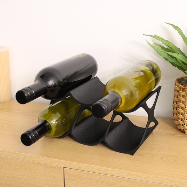 Modern Countertop Wine Rack, Edgy Large Modern Counter 6 Bottle Wine Stand, Vertical Display Wine Storage for Wine Lovers.