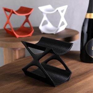 Edgy 2-Bottle Wine Rack: Modern Countertop Wine Storage