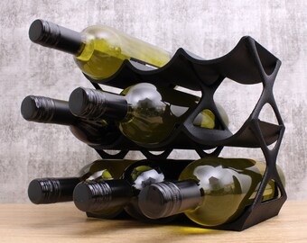 Modern Countertop Wine Rack, Edgy Large Modern Counter 9 Bottle Wine Stand, Vertical Display Wine Storage for Wine Lovers.