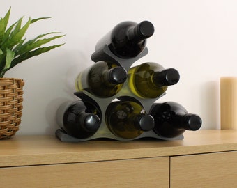 Countertop Wine Rack, Modern Pyramid Counter 6 Bottle Wine Stand, Vertical Display Wine Storage for Wine Lovers.