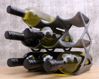 Modern Countertop Wine Rack, Edgy Large Modern Counter 9 Bottle Wine Stand, Vertical Display Wine Storage for Wine Lovers.