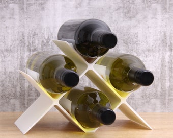 Countertop Wine Rack, Cross Large Modern Counter 4 Bottle Wine Stand, Modern Vertical Display Wine Storage for Wine Lovers.