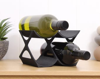 Modern 4-Bottle Wine Rack: Edgy Countertop Wine Storage