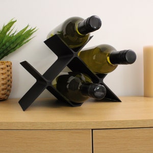 Countertop Wine Rack, Cross Large Modern Counter 4 Bottle Wine Stand, Modern Vertical Display Wine Storage for Wine Lovers.