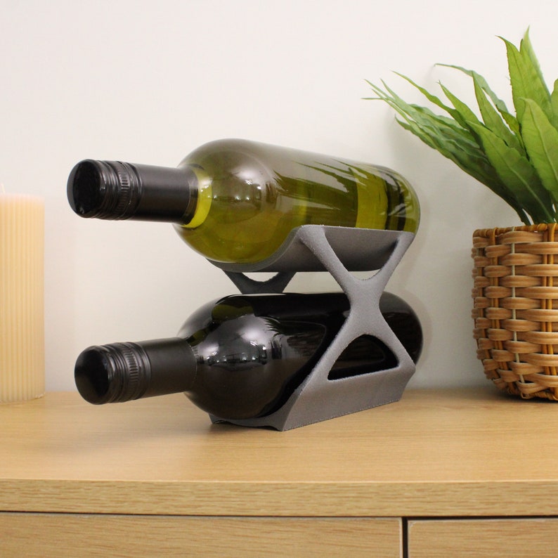 Edgy Wine Rack Countertop, Freestanding Unique 2 Bottle Wine Holder, Vertical Wine Rack, Gift for Wine Lovers image 8