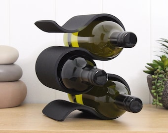 Wavy Wine Rack, Small 3 bottle Wine Stand Home Organisation