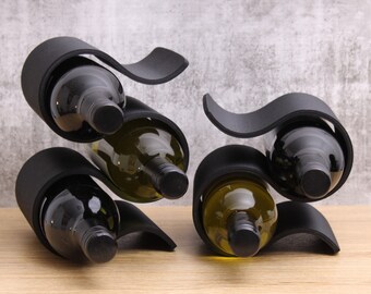 Wavy Wine Rack Set, Vertical Countertop 2 and 3 Bottle holder for Wine Lovers