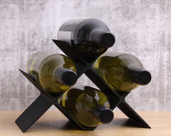 Countertop Wine Rack, Cross Large Modern Counter 4 Bottle Wine Stand, Modern Vertical Display Wine Storage for Wine Lovers.