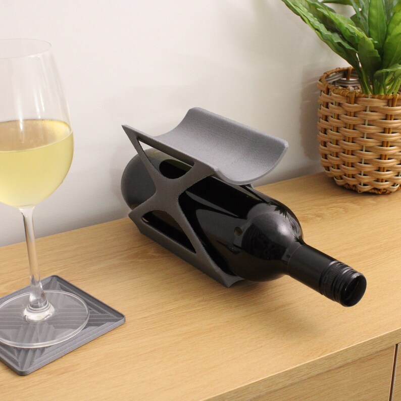 Edgy Wine Rack Countertop, Freestanding Unique 2 Bottle Wine Holder, Vertical Wine Rack, Gift for Wine Lovers image 2