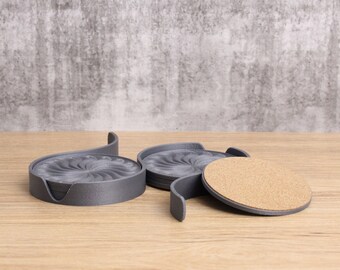 Wavy Coaster Set with Cork bases, Great couples or engagement gift