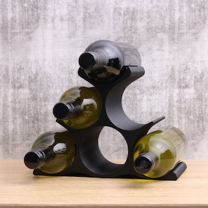 Countertop Wine Rack, Modern Pyramid Counter 6 Bottle Wine Stand, Vertical Display Wine Storage for Wine Lovers.