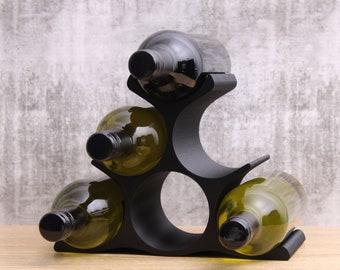 Countertop Wine Rack, Modern Pyramid Counter 6 Bottle Wine Stand, Vertical Display Wine Storage for Wine Lovers.