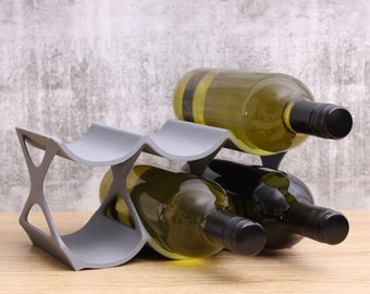 Modern Countertop Wine Rack, Edgy Large Modern Counter 6 Bottle Wine Stand, Vertical Display Wine Storage for Wine Lovers.