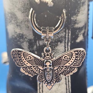 Death&#39;s Head Moth Boot Charms: Silver/Gold Tone, Dr. Martens Accessories (Pair)