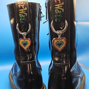 Rainbow Heart Boot Charms: Dr Martens Accessories, Bag Charms (Pair)