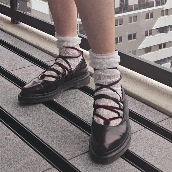 Handmade Velvet and Satin Ribbon Laces for Dr Martens Elphie Shoes