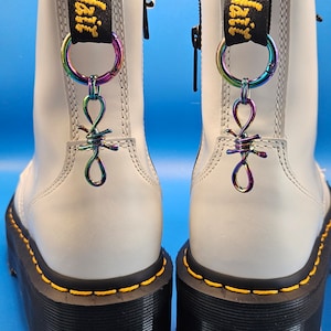 Rainbow-hued stainless steel barbed wire boot charms for your Dr Martens!