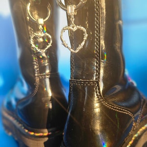 Barbed Wire heart boot charms - for your Dr. Martens boots. Gold barbed hearts, silver barbed hearts.