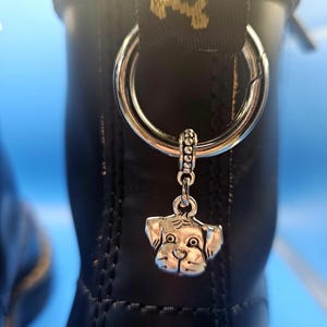 Puppy Boot Charms: Antique Silver Doggo Docs Accessory