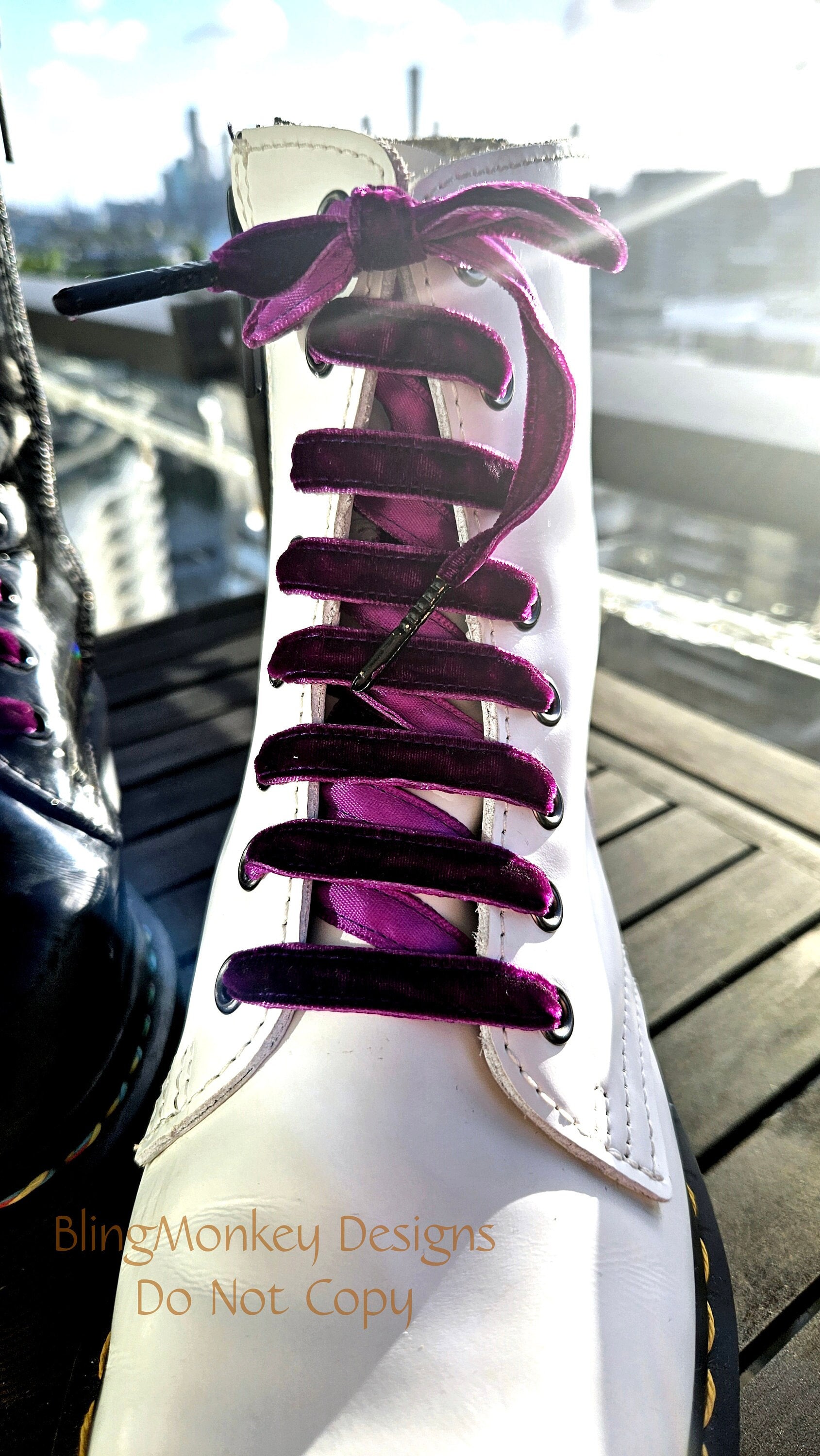 Velvet and Satin Laces for Dr Martens Boots. Purple Magenta Dark Blue and Black Velvet Laces for 6 8 Hole Boots 130cm Long. Etsy Canada