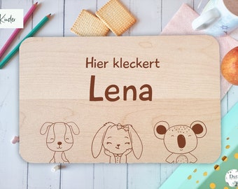 Frühstücksbrettchen Kinder, Baby Geschenk, Brettchen personalisiert, Geburtstagsgeschenk, Holzbrett mit Gravur, Frühstücksbrett Einschulung