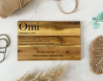 Personalisiertes Geschenk für Oma / Opa Geburtstag, Geschenkidee, Großeltern-Geschenk, Akazienholz, Erinnerungsstück